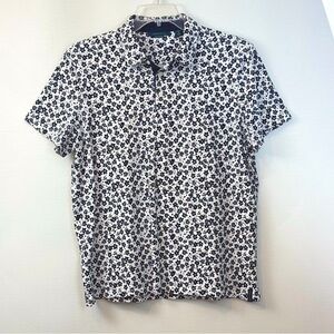 Perry Ellis White Blue Floral Polo